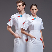 Chefs overalls Mens short-sleeved dining summer kitchen hotel kitchen clothes increase Chinese style thin chefs clothes