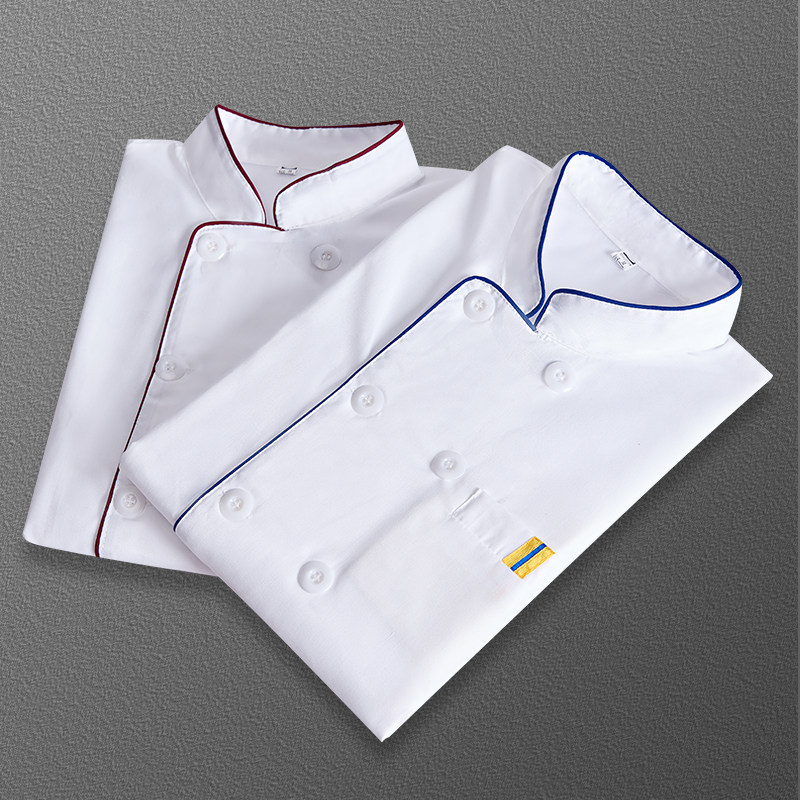 Chef overalls men's short-sleeved summer breathable catering clothing Long-sleeved canteen kitchen kitchen clothes fat increase