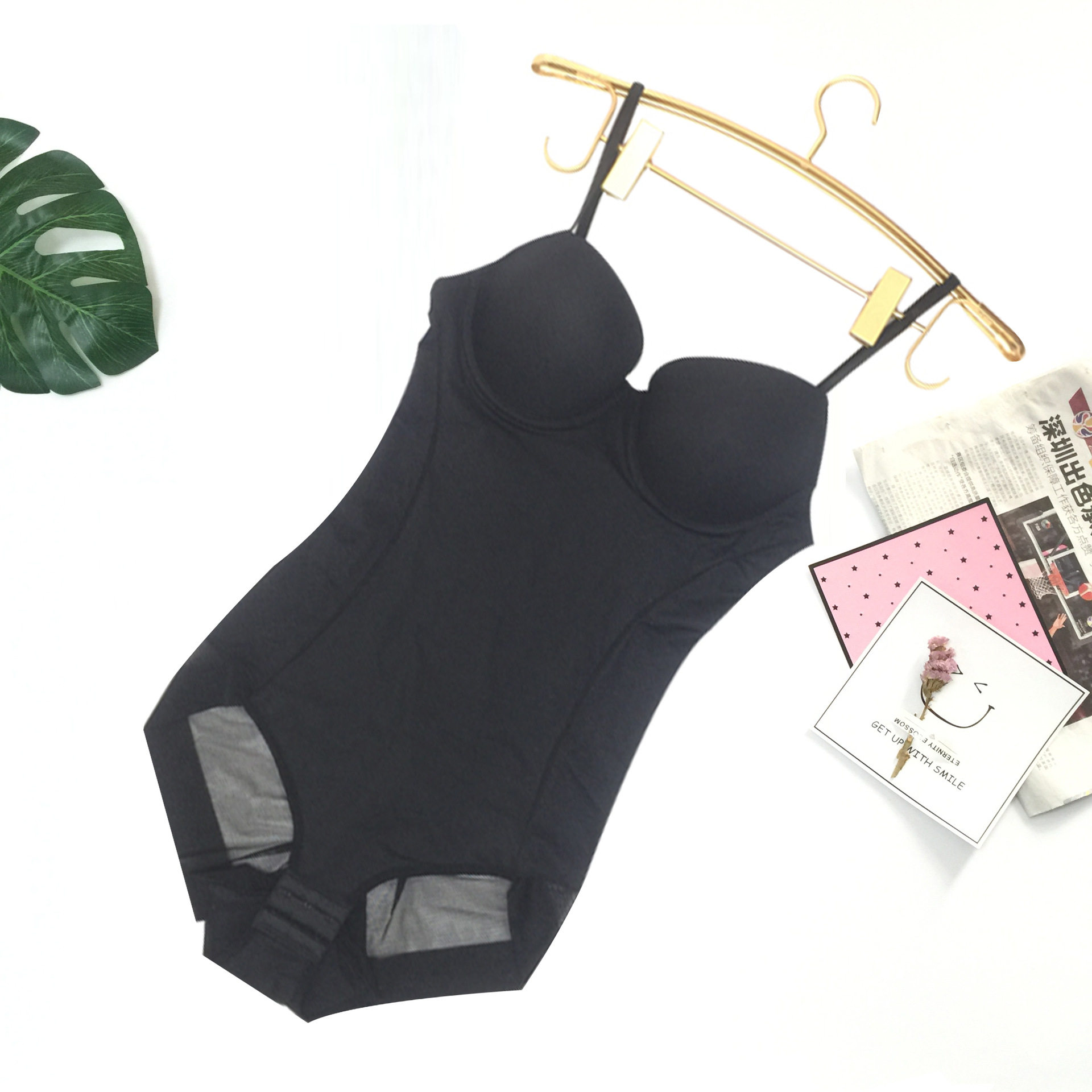 Summer ultra-thin Lieven body Closeback Belly Giri Woman Beauty Body Shaping Shelved Bra bra No marks Large size