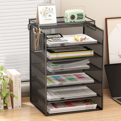 Metal File Rack Office Document Organizer Desk Book Stand File Frame Multi-Layer File Storage Rack