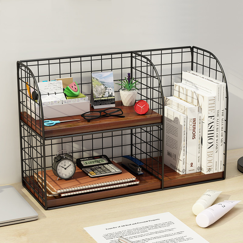 Bookshelf desktop shelf office file storage shelf dormitory bedside table bookshelf small desk organizer