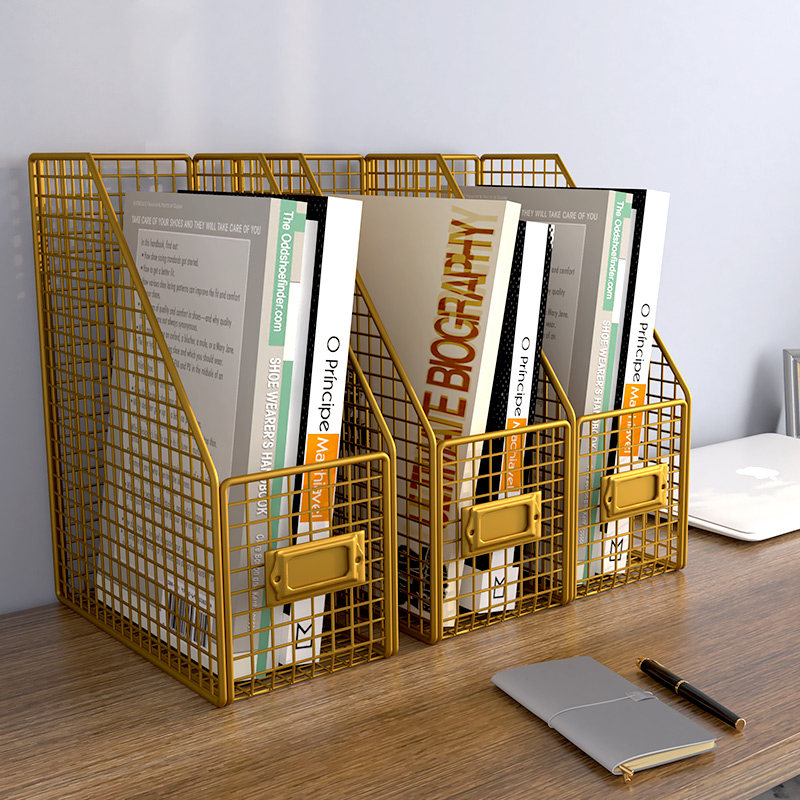 Iron bookshelf office desktop rack organize file shelf bedside desk student information storage layer shelf