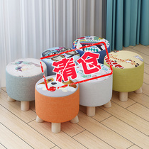 Stool fashion creative adults household small bench childrens bench living room solid change shoe bench cloth seat bench