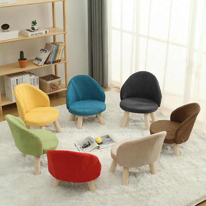 Household small stool low stool fabric back small chair net red wooden stool creative economy simple children's solid wood bench