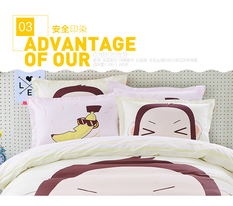 Bộ phim hoạt hình bốn mảnh cotton 1.5 / 1.8 / 2.0m bộ đồ giường đôi bằng vải bông dày chăn drap gối nệm
