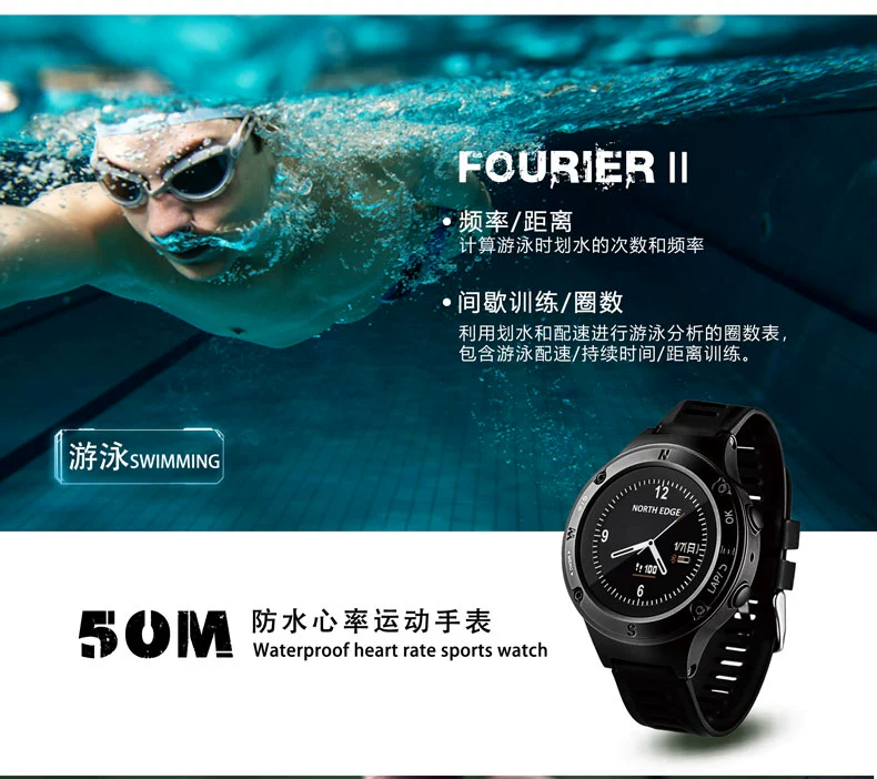 Ngoài trời đa chức năng leo núi áp lực độ cao GPS thông minh từng bước ba môn phối hợp marathon không thấm nước nhịp tim - Giao tiếp / Điều hướng / Đồng hồ ngoài trời đồng hồ số