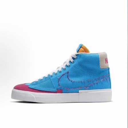 Nike Blazer Sb Canvas Non-Slip Lightweight Mid-Top Sneakers Unisex Blue