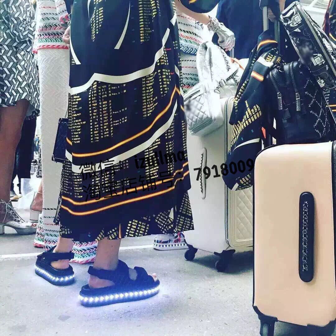 2016新款angelbaby杨颖同款真皮厚底发光鞋魔