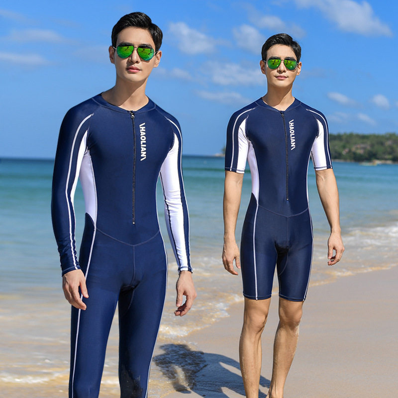 Even Body Swimsuit Men's Anti-Embarrassment Swim Trunks Sun Speed Dry Teenagers Adults Long Short Sleeve Surf Spa Suit