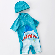 Childrens swimsuit one-piece short-sleeved childrens net red holiday swimsuit tide 2021 New Korean baby swimsuit