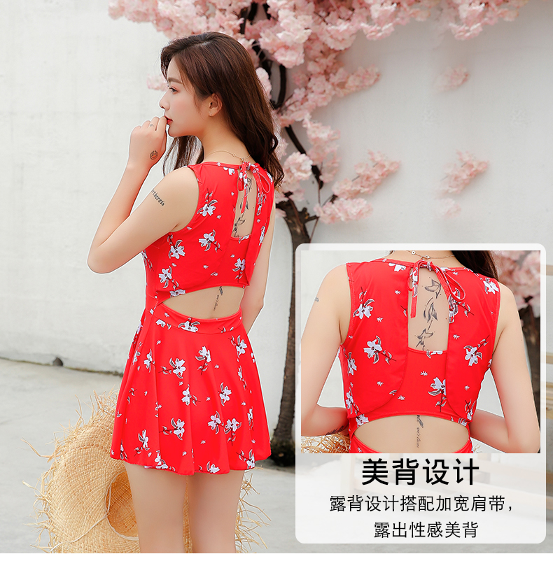 Bộ đồ bơi nữ bảo thủ một mảnh kiểu váy che bụng thon gọn gợi cảm khoe ngực nhỏ thu lớn 2019 áo tắm xuân mới - Bộ đồ bơi One Piece đồ bơi liền thân nữ
