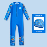 Синий купальник, плавательная шапочка