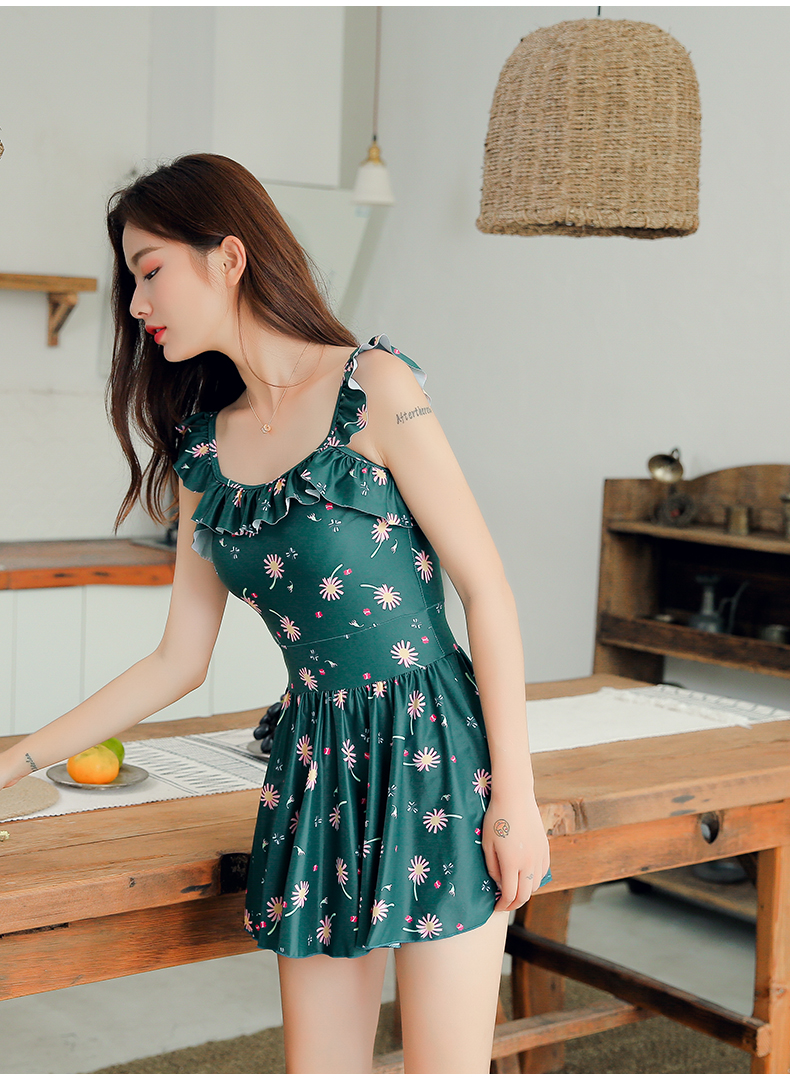 Áo tắm nữ bảo thủ giảm béo bụng gợi cảm cho nữ sinh viên Hàn Quốc Váy một mảnh hot xuân 2019 mới đồ bơi cỡ lớn - Bộ đồ bơi One Piece bộ đồ bơi nữ liền thân	