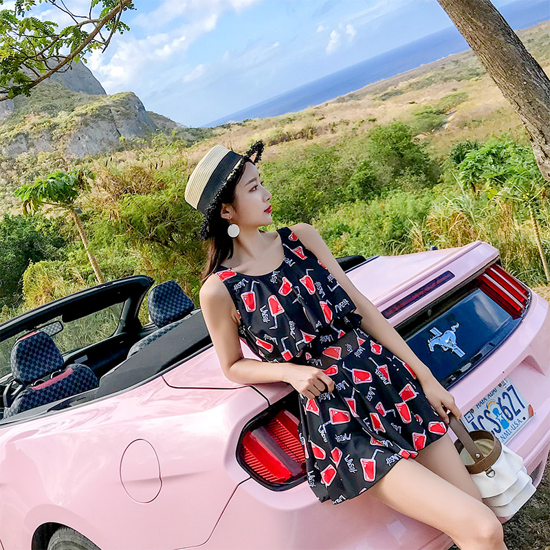 Swimsuit Women's conservative Gut Belly one-piece dress Slim Wins Wind Fairy Fan 2020 new spa big code swimsuit-Taobao