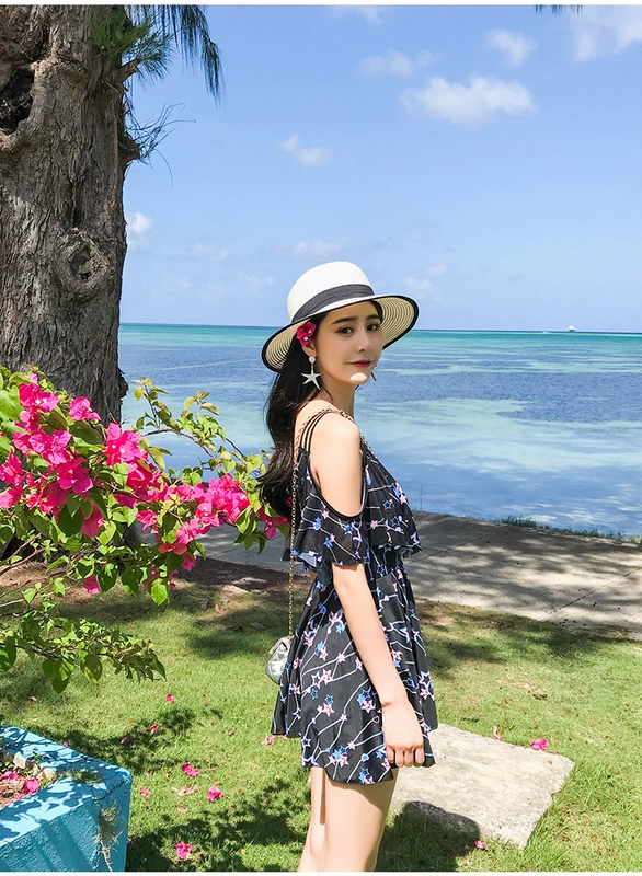 Áo tắm nữ Xiêm bảo thủ che bụng thon gọn ngực nhỏ tụ tập gợi cảm Hàn Quốc size lớn tắm nước nóng mùa xuân - Bộ đồ bơi One Piece