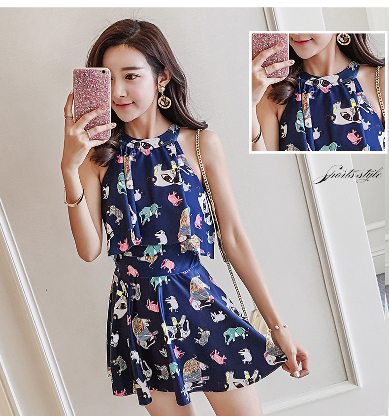Đồ bơi nữ một mảnh kiểu váy che bụng giảm béo bảo thủ thép ngực nhỏ thu thập vẻ đẹp gợi cảm trở lại đồ bơi kích thước lớn - Bộ đồ bơi One Piece áo tắm 1 mảnh