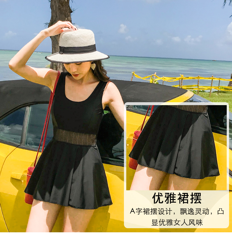 Áo tắm nữ Xiêm váy bảo thủ che bụng thon gọn ngực nhỏ tụ tập Hàn Quốc size lớn nữ sinh mặc áo tắm gợi cảm - Bộ đồ bơi One Piece đồ bơi nữ liền thân dài tay