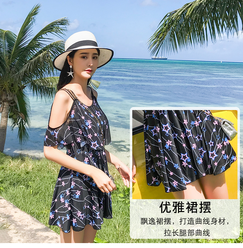 Áo tắm nữ Xiêm bảo thủ che bụng thon gọn ngực nhỏ tụ tập gợi cảm Hàn Quốc size lớn tắm nước nóng mùa xuân - Bộ đồ bơi One Piece áo bơi 1 mảnh