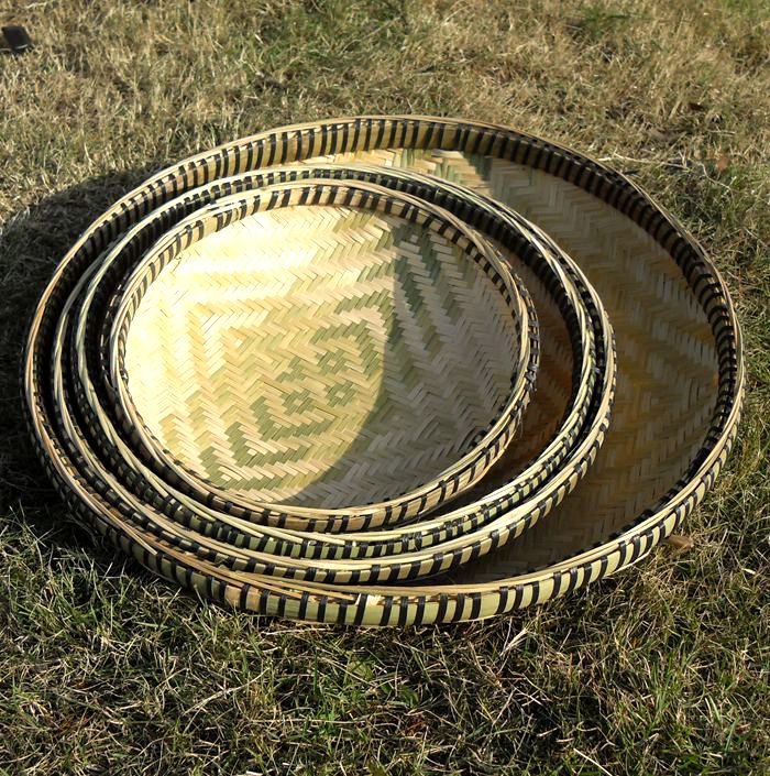 Pure handmade bamboo plaque fruit pan bamboo sieve water fruit basket bamboo basket Dustpan Vegetable Basket Without Hole Drying