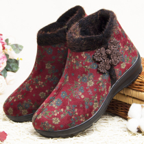  Winter plus velvet middle-aged and elderly warm old Beijing cloth shoes womens snow boots mother shoes waterproof winter mother-in-law cotton shoes