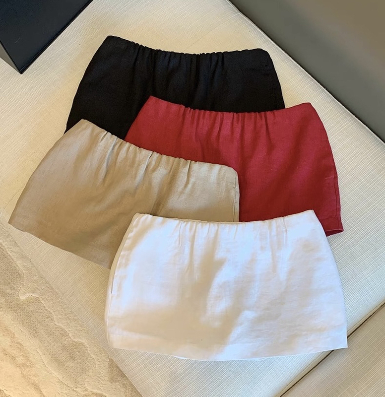 Fan Fan: This Issue Is Highly Recommended! !Super Versatile Linen Skirt» 100% Thick Linen Fabric Shorts Skirt