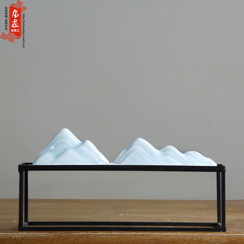 New Chinese style false hillshade furnishing articles dry landscape creative zen ceramic snow mountain soft adornment hotel example room decoration