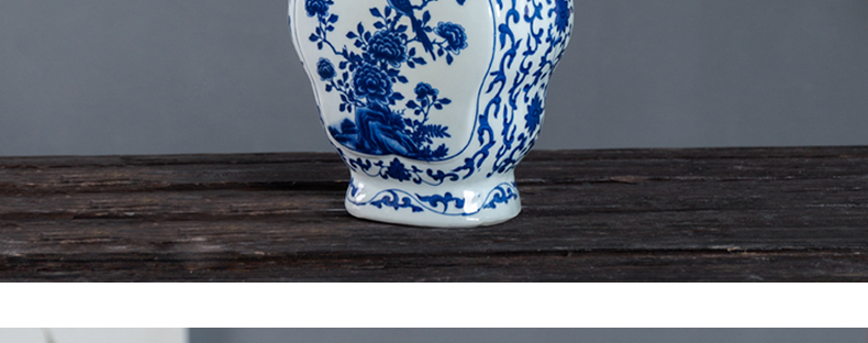 New classical Chinese blue and white ceramics antique vase furnishing articles rich ancient frame wine home sitting room decoration