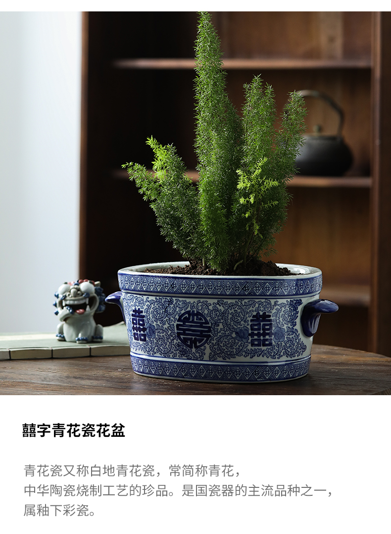 Creative ceramic flower POTS, fleshy plant pot pattern blue and white porcelain ceramic flower pot ground ceramic flower POTS