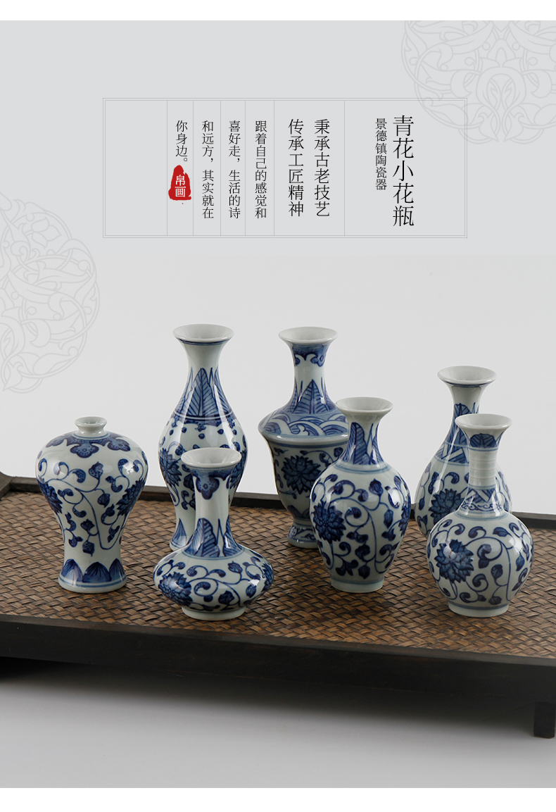 Blue and white porcelain of jingdezhen ceramic lucky bamboo vase to restore ancient ways furnishing articles the features creative Chinese style household small flower arrangement