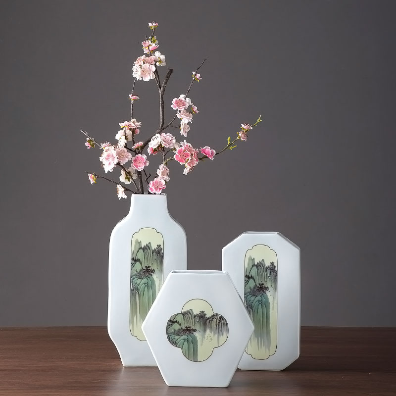 Ceramic vase household sitting room adornment of new Chinese style table furnishing articles Nordic light floor key-2 luxury arranging flowers, dried flowers adornment