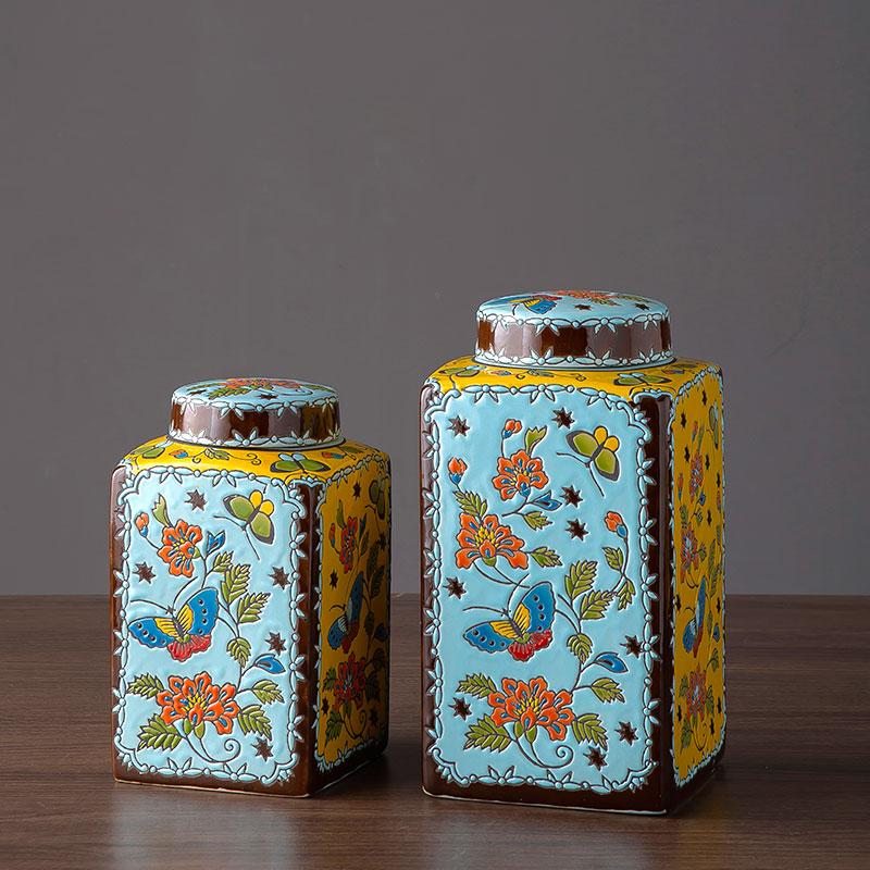 Jingdezhen ceramic pot storage tank TV ark, creative office furnishing articles of new Chinese style home sitting room adornment