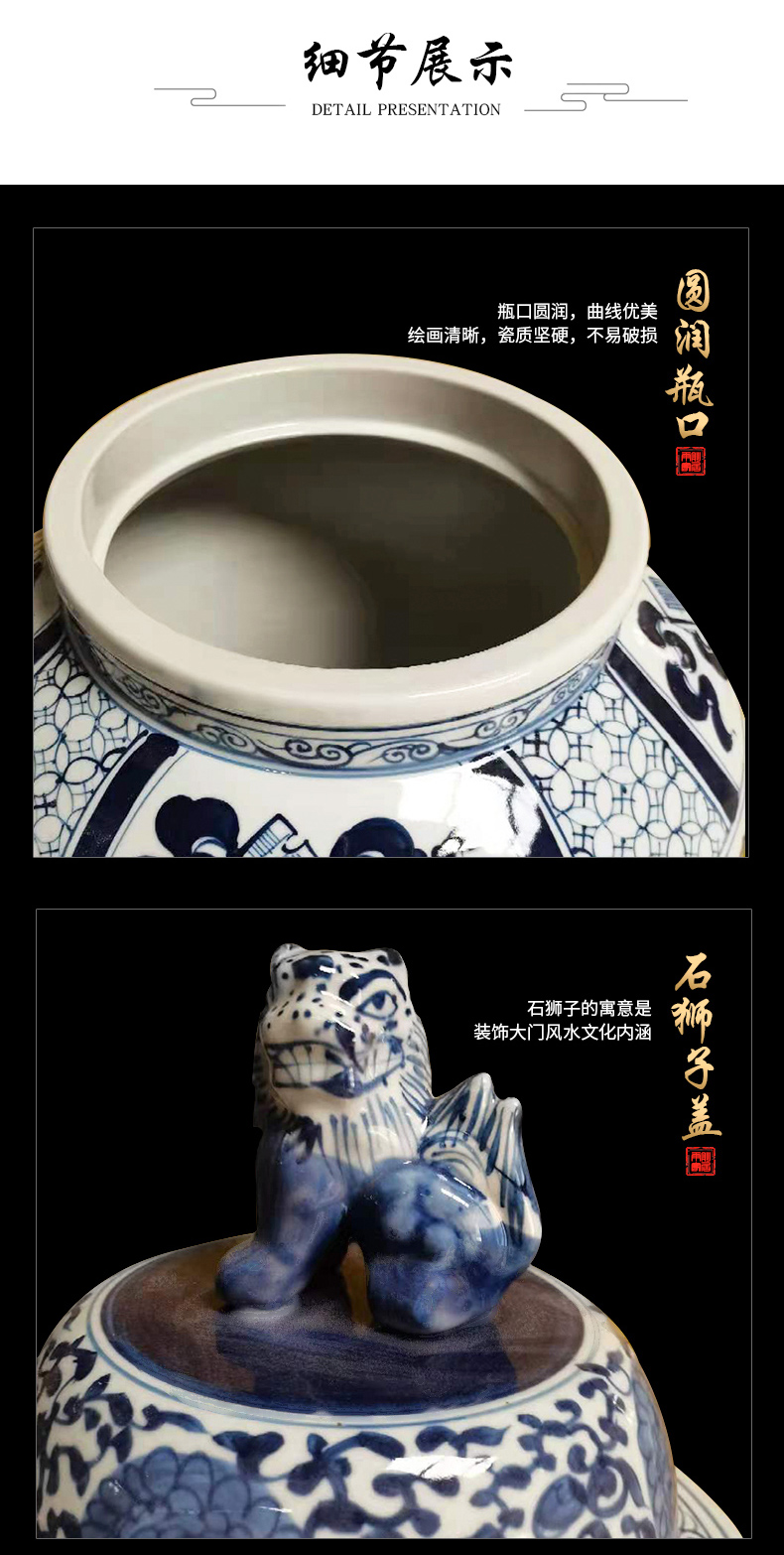 The rain tong jingdezhen ceramics vase landing put lotus flower general pot sitting room adornment landing of blue and white porcelain vase