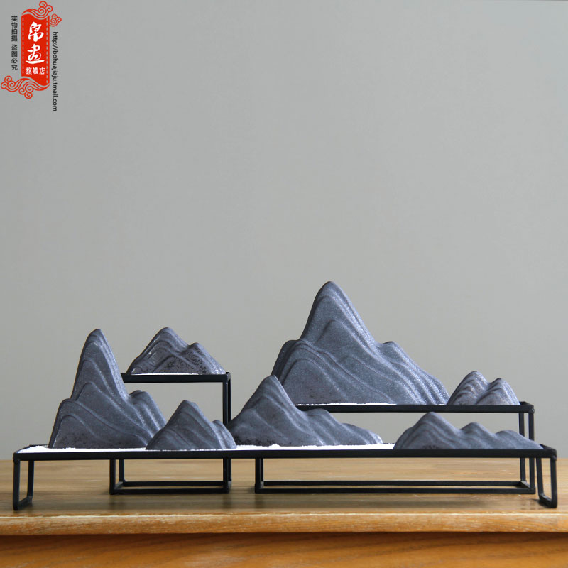 New Chinese style false hillshade furnishing articles dry landscape creative zen ceramic snow mountain soft adornment hotel example room decoration