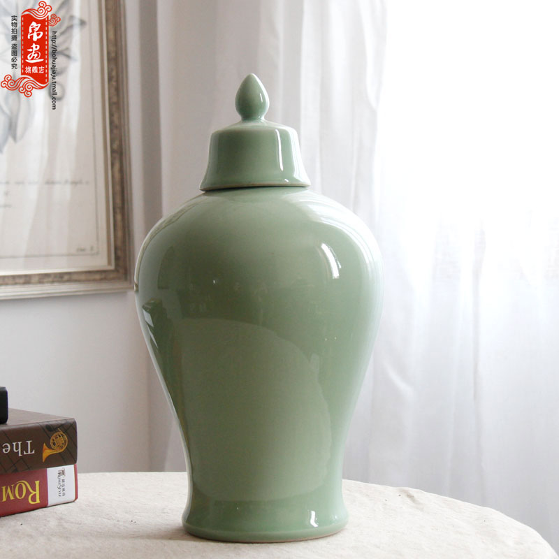 Jingdezhen ceramic vase furnishing articles red celadon home sitting room simulation flower narrow saliva to raise flowers, dried flowers, flower arrangement