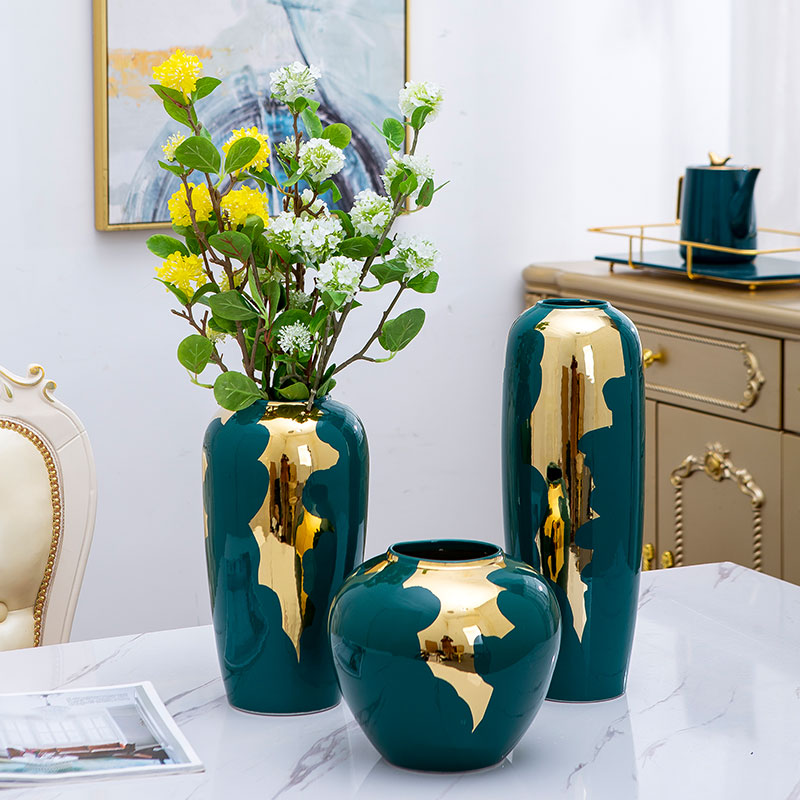 American light luxurious big ceramic vase furnishing articles sitting room table example room TV ark, household soft adornment arranging flowers