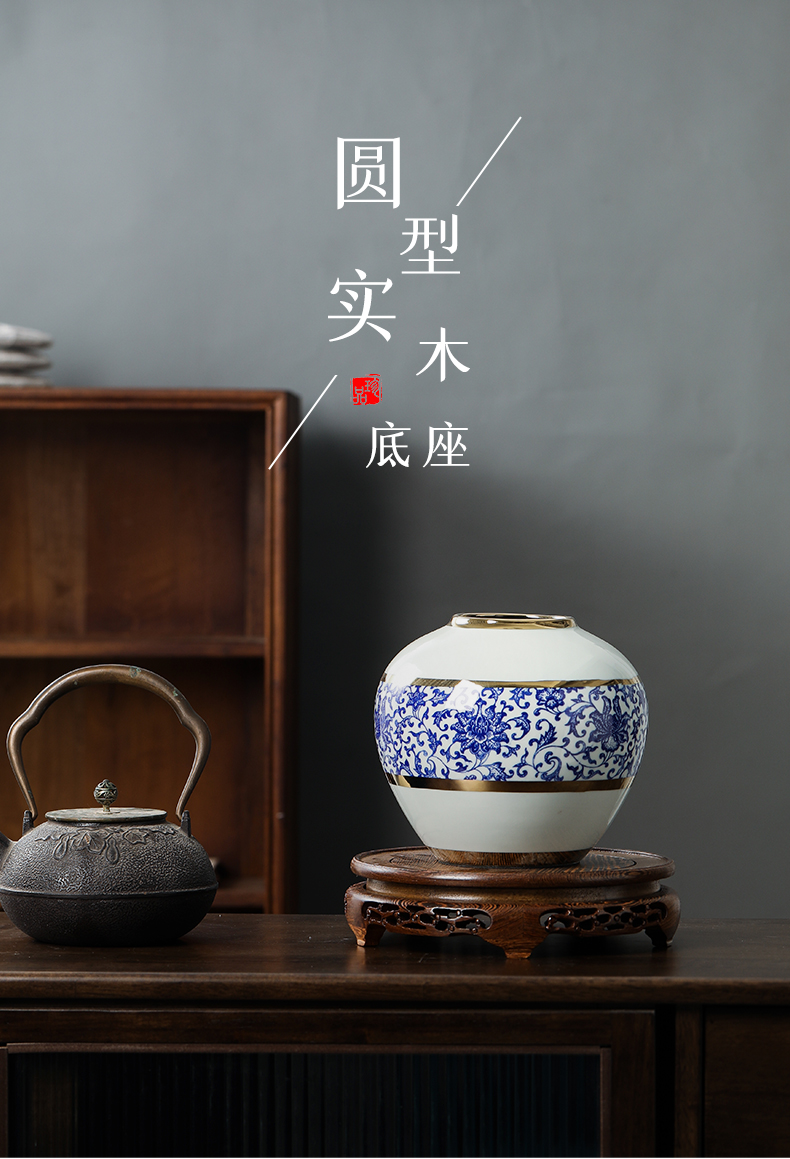 Mahogany round the teapot tank stone Buddha chicken wings wood, stone, solid wood vases, flower pot base bracket furnishing articles