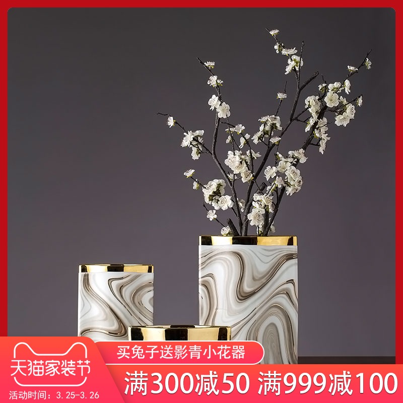 European ceramic flower imitation marble decorative bottle light key-2 luxury home sitting room TV ark adornment porch decoration