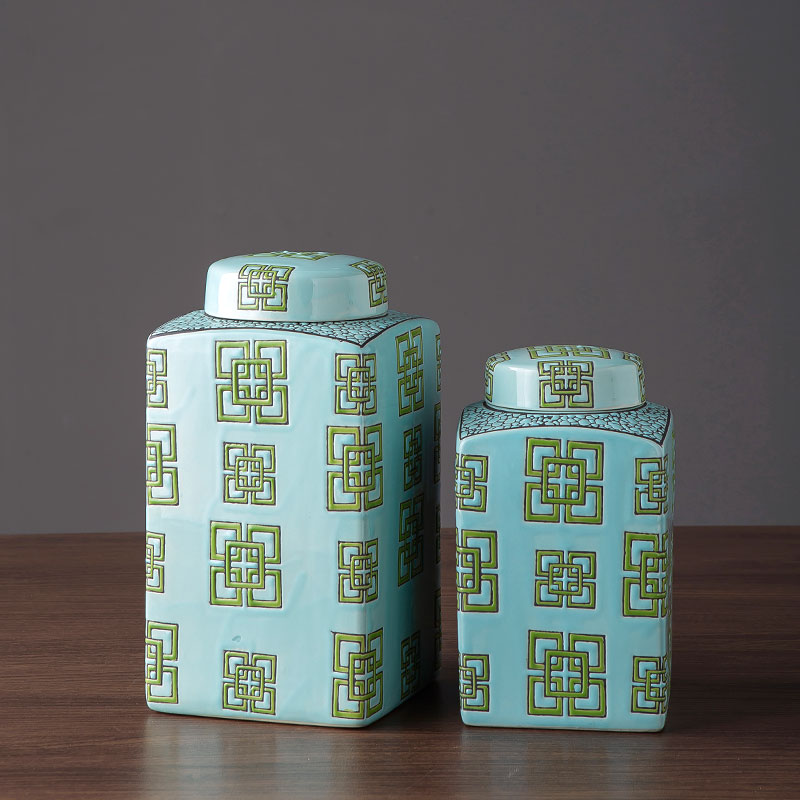 Jingdezhen ceramic furnishing articles I household storage tank with cover large sitting room to receive tank decoration soft adornment is placed