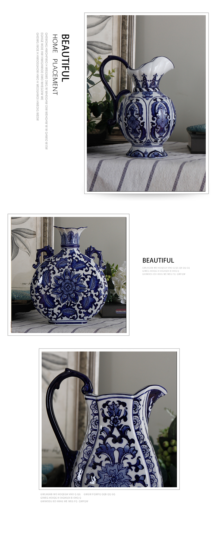 Jingdezhen ceramics vase large blue and white porcelain of the sitting room of Chinese style household TV ark, furnishing articles ceramic vases