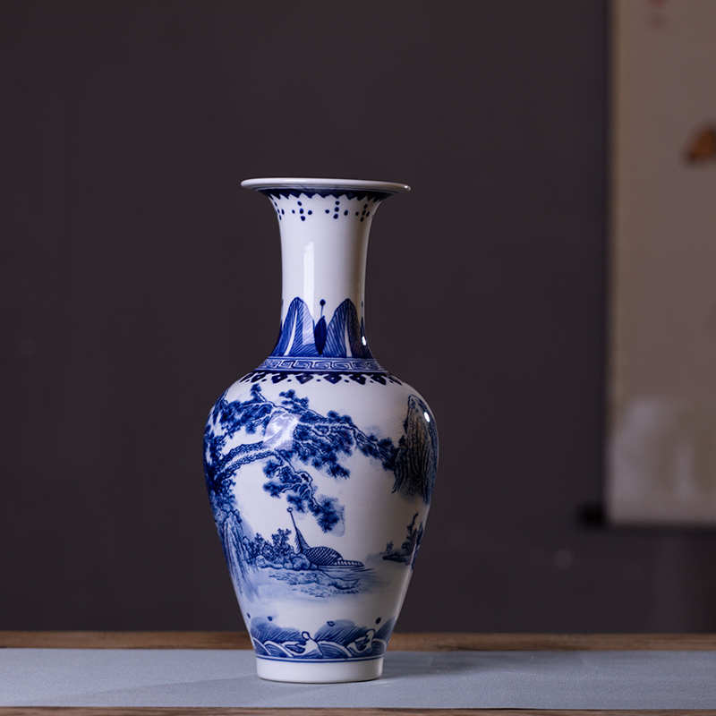 Jingdezhen ceramics antique blue and white porcelain vases, flower arrangement home sitting room adornment is placed Jingdezhen porcelain