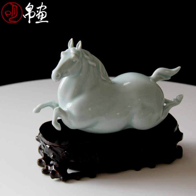 Jingdezhen ceramic horse furnishing articles celadon auspicious household manual its sitting room porch success of feng shui
