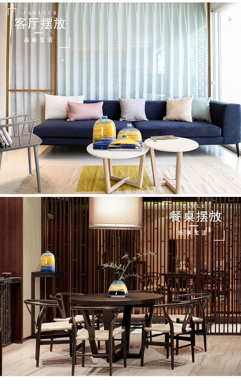 Home sitting room receptacle furnishing articles modern flower implement decoration in jingdezhen ceramic flower flower knot wedding made stripe