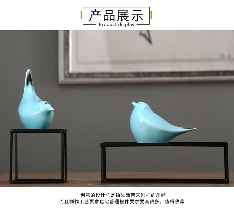 Jingdezhen ceramic furnishing articles, lovely birds of new Chinese style household modern creative example room living room TV cabinet decoration