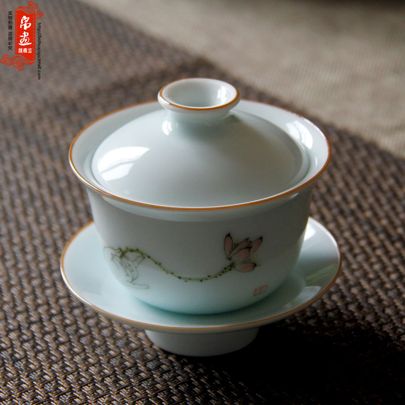 Jingdezhen ceramics by hand shadow under the blue glaze color ceramic tureen temperament kunfu tea