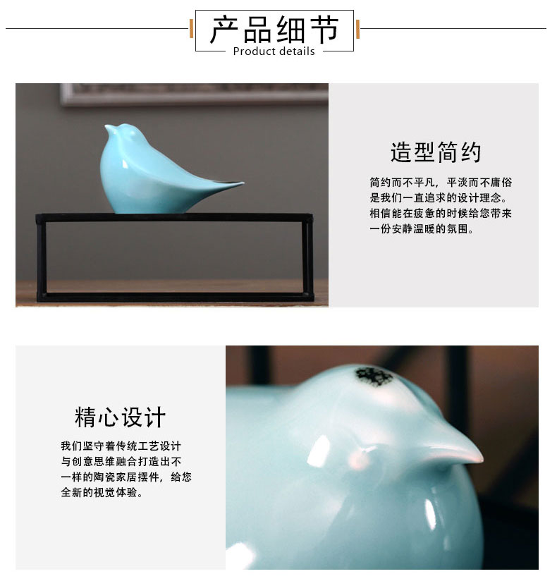 Jingdezhen ceramic furnishing articles, lovely birds of new Chinese style household modern creative example room living room TV cabinet decoration