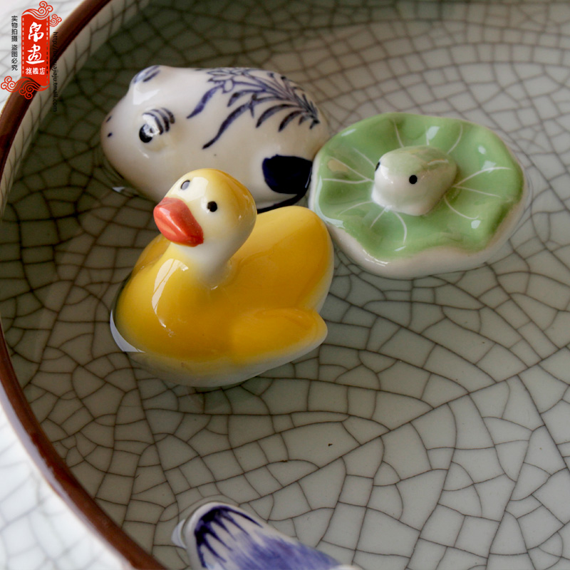 Jingdezhen ceramic porcelain, lovely mini duck chicago-brewed goose floating fish frog home sitting room aquarium decoration small place