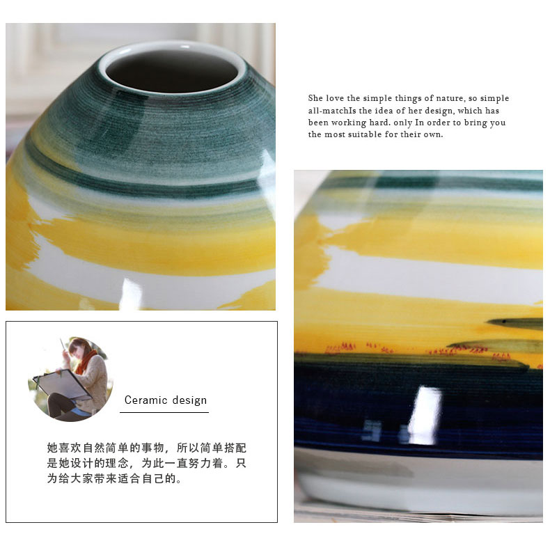 Home sitting room receptacle furnishing articles modern flower implement decoration in jingdezhen ceramic flower flower knot wedding made stripe