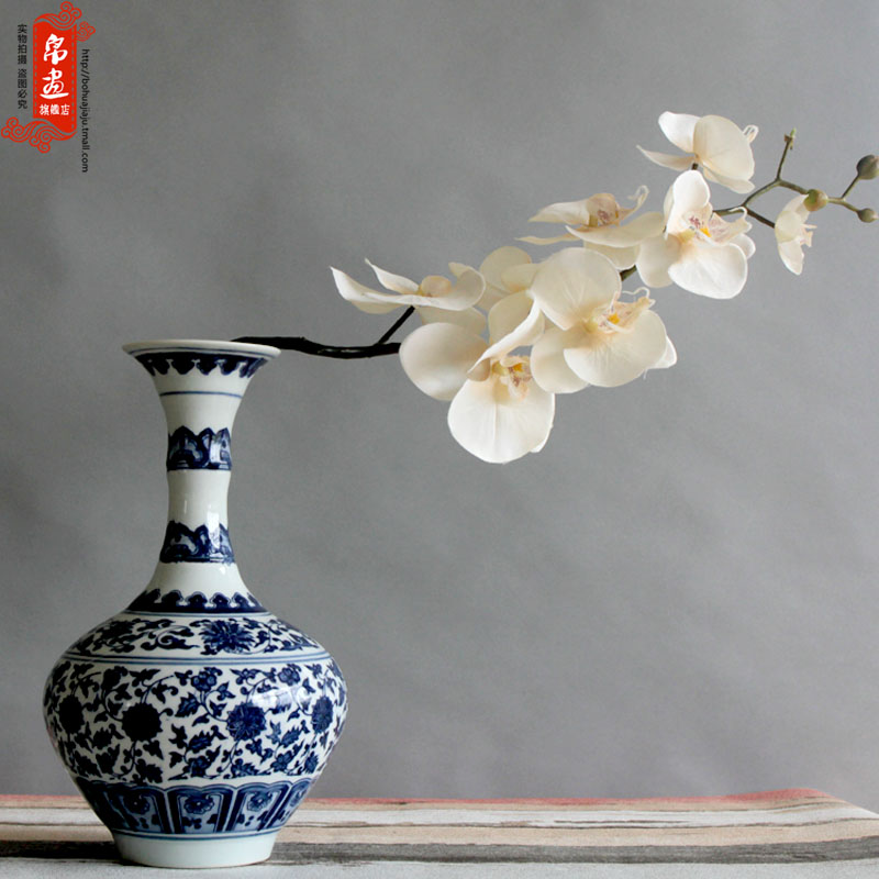 Jingdezhen blue and white porcelain vase furnishing articles narrow expressions using ceramics home sitting room adornment flowers flower arrangement water rich ancient frame