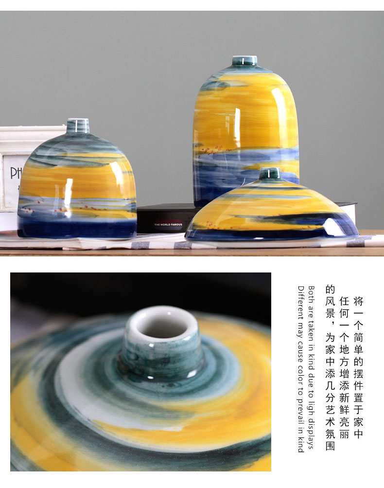 Home sitting room receptacle furnishing articles modern flower implement decoration in jingdezhen ceramic flower flower knot wedding made stripe