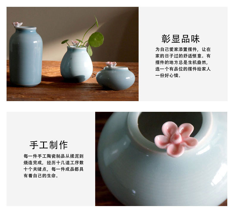 Jingdezhen ceramic creative floret bottle flower mini floral outraged Nordic home decoration copper flower pot grass in the plants